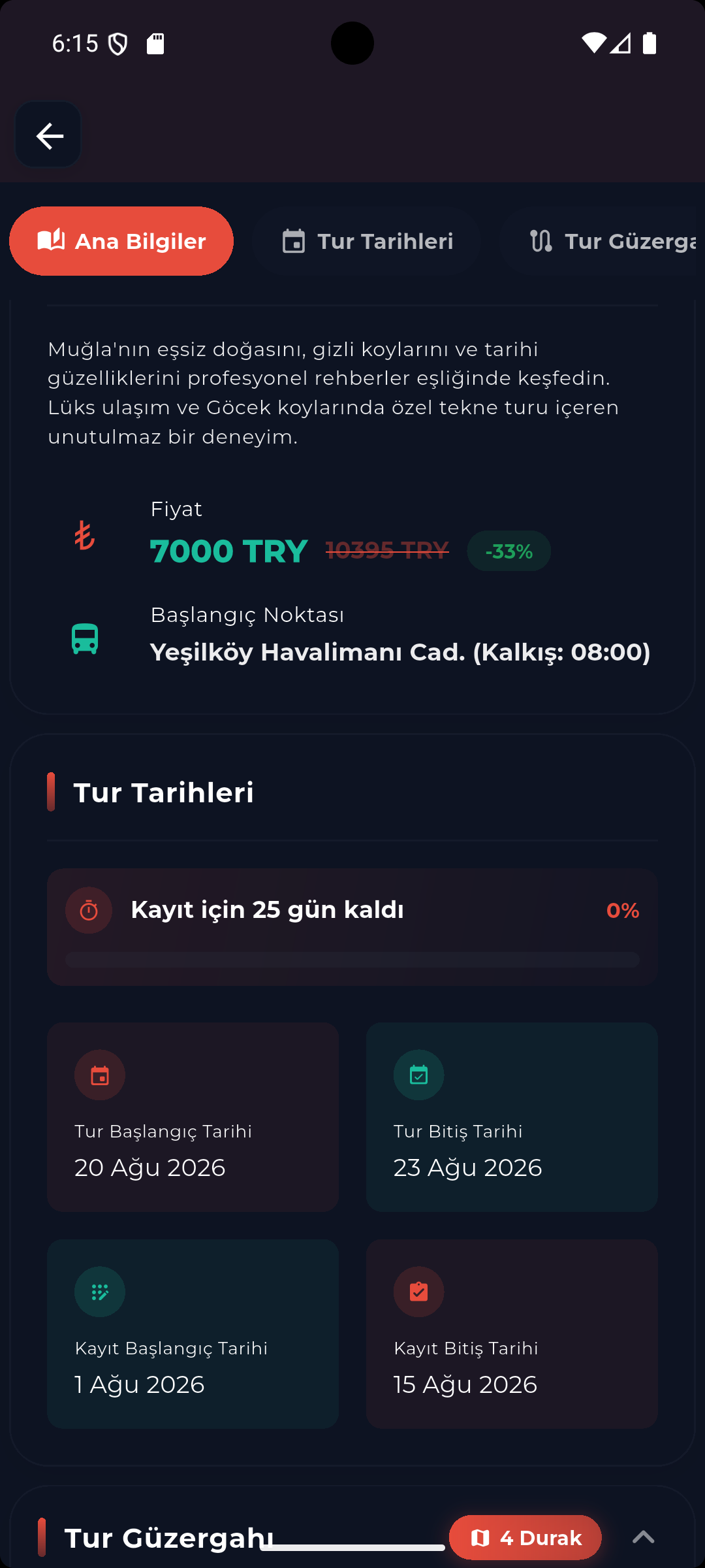 Tur Fiyat Bilgisi
